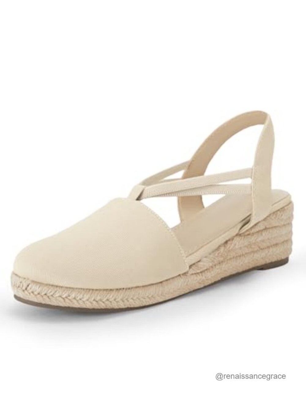 Women's Platform Wedge Espadrille Sandals Slingback Closed Toe Slip-On